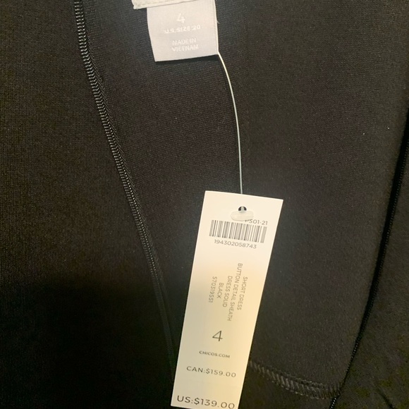 NWT Chico Size 4 Black Ponte dress - Picture 4 of 7